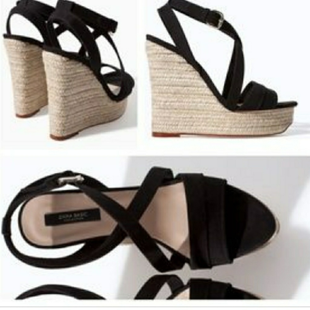 NWT Zara Basic Jute Wedge